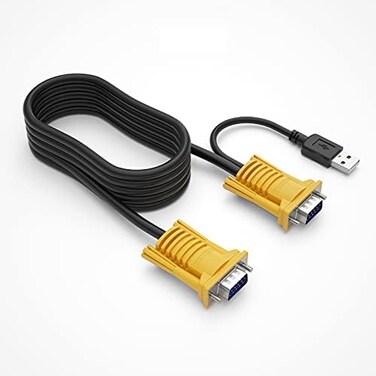 كابل MT-VIKI 2 في 1 USB VGA KVM بطول 1.8 متر (6 أقدام) لمفتاح USB KVM VGA.