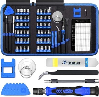 EasyTime 140 in 1 Precision Screwdriver Kit Professional Computer Laptop Repair Tool Set 120 Magnetic Bit and 20 Repair Tools Suitable for Cell Phone Iphone Tablet Macbook PC and Xbox Repair- Blue.