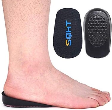 SQHT Height Increase Insoles - Heel Lift Inserts for Leg Length Discrepancies and Achilles Tendonitis, Heel Cups for Men and Women (Small (1" Height, Black, Small-1 Inch (Pack of 2.