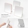 YEAKE Table Desk Vanity Makeup Mirror,20cm Portable Folding Mirror with Metal Stand 90CAdjustable Rotation Tavel Make Up Mirror Hanging Bathroom for Shower Shaving(White.