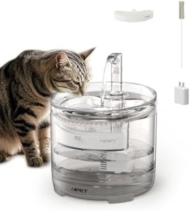 NPET WF050 Cat Water Fountain, Dog Water Dispenser, 1. 5L Super Quiet Automatic Pet Drinking Fountain with Faucet Kit.