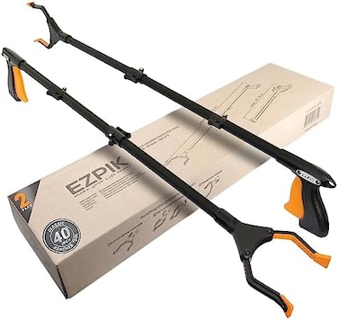 EZPIK 2 x 40"~100 cm Extra Long Litter Picker-Grabber, Heavy-Duty Rubbish Picker Grabber Stick, Extra Long Grabber Tool with Rotating Head, Foldable Reaching Aids for The Elderly with Magnet (2-Pack.