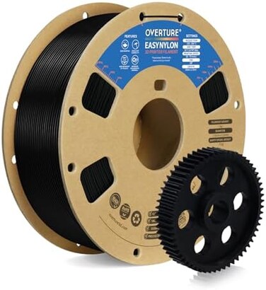 OVERTURE Nylon Filament 1. 75mm with 3D Build Surface 200mm &times; 200mm 3D Printer Consumables, Polyamide (PA1kg Spool (2. 2lbs, Dimensional Accuracy/- 0. 05 mm, Fit Most FDM Printer (Black.