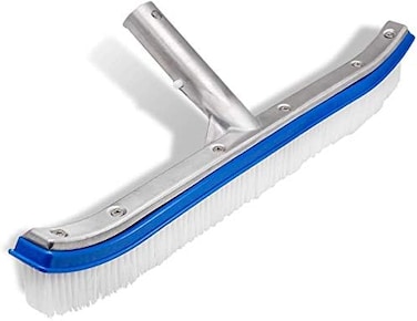 LALAPOOL Swimming Pool WallTile Brush,18" Heavy Duty Vinyl Polished Aluminum Back Cleaning Brush Head Designed for Cleans Walls, TilesFloors, Nylon Bristles Brush Head with EZ Clips (Pole not Included