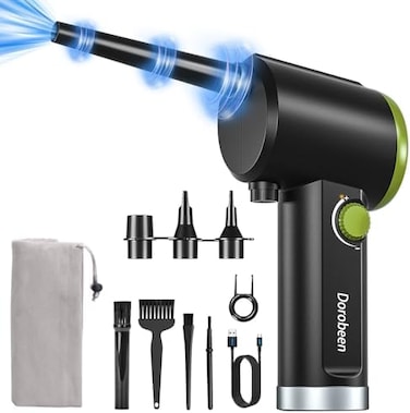 DOROBEEN Compressed Air Duster, Cordless Handheld Air Blower, Stepless Speed, 41000RPM, Portable Rechargeable Built-in Battery, Electric Air Duster for Computer Keyboard Electronics Cleaning.