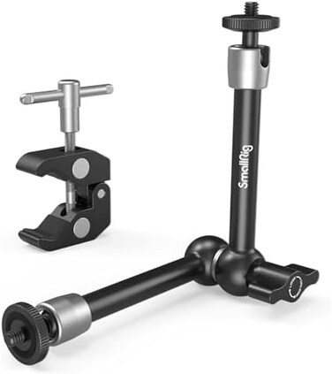 مشبك SMALLRIG مع خيط 1/4 بوصة و 3/8 بوصة وذراع سحري مفصلي كهربائي قابل للتعديل بطول 9.8 بوصة مع برغي خيط 1/4 بوصة لشاشة LCD / مصابيح LED - KBUM2732B.