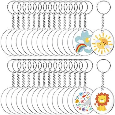 Audab Acrylic Keychain Making Kit, 108pcs Clear Acrylic Blanks, RingsJump Rings, DIY Crafts, TeenAdult.