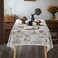 GLORY SEASON Rustic Tablecloth Classic French Village Printed Linen Fabric Table Cover Farmhouse Decoration 55x120 Inches Rectangle/Oblong Blue for Kitchen Dining.