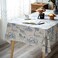 GLORY SEASON Rustic Tablecloth Classic French Village Printed Linen Fabric Table Cover Farmhouse Decoration 55x120 Inches Rectangle/Oblong Blue for Kitchen Dining.