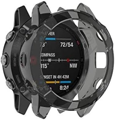 RuenTech Protector Compatible with Garmin Fenix 6/6 Pro/Fenix 6 Sapphire Case Cover TPU Shatter-Resistant Protective Case for Fenix 6 Watch Case (Black Tint.