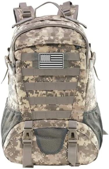 Jueachy Tactical Backpack for Men Molle Military Rucksack Pack Waterproof 30L with USA Flag Patch.