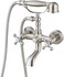 gotonovo Wall Mount Clawfoot Bathtub Faucet with HandHeld Spray and 360 Double Cross Handle Swivel Spout Vintage Tub Shower Faucet Set with Adapter Adjustable Swing Arms Brushed Nickel.