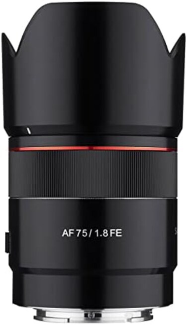 عدسة ساميانغ AF 75mm F1.8 المدمجة ذات التركيز التلقائي للتصوير عن بعد لحامل سوني FE، أسود (SYIO75AF-E.