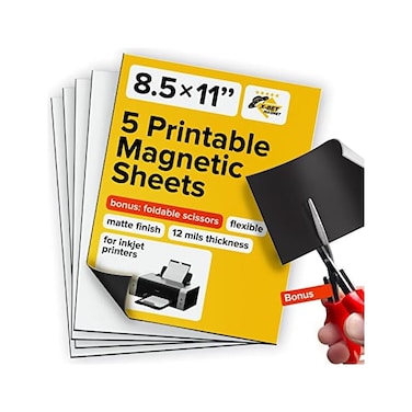 X-bet MAGNET Printable ic Sheets - 5 PCs Each 8. 5&rdquo; x 11&rdquo; - Flexible Sheets Non Adhesive for Photo and Picture s - Matte Printable ic Paper for Cars, DIY and Crafts.