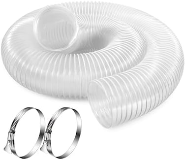 LOSTRONAUT 2. 5 Inch x 10 Feet Dust Collection Hose - Flexible Clear PVC Heavy Duty Puncture Resistant Dust Debris Fume Hoses - Reinforced With Coated Wire Helix.