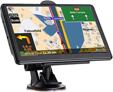 NAVRUF GPS Navigation for Car, Latest 2025 Map,7 inch Touch Screen Real Voice Spoken Turn-by-Turn Direction Reminding Navigation System for Cars, Vehicle GPS Satellite Navigator with(Free Lifetime Upd