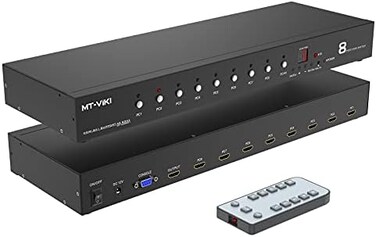 مفتاح HDMI للتثبيت في الرف MT-VIKI، مفتاح HDMI بـ 8 منافذ، 8 مداخل ومخرج واحد، يدعم دقة 4K بمعدل 60 هرتز (4:4:4، HDCP2.2). مفتاح RS232 تلقائي للتثبيت في الرف، مسح تلقائي (8x1).