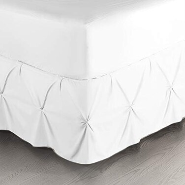 Nestl White Bed Skirt King Size, Pinch Pleat King Bed Skirt, 14" Inch Drop King Bedskirt, Hotel Quality White Bed Skirts, Premium Microfiber Bedskirt for King Bed, White King Size Bed Skirt.