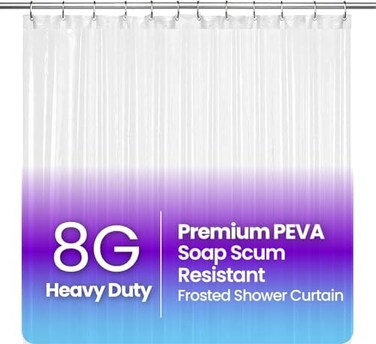LiBa PEVA 8G Bathroom Shower Curtain Liner, 72" W x 84" H Frosted 8G Heavy Duty Waterproof Shower Curtain Liner Anti-Microbial Mildew Resistant.