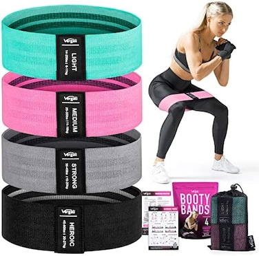 Vergali Resistance Bands for Working Out with Workout Bands Guide. 4 Booty Bands for Women Men Fabric Elastic Bands for Exercise Bands Resistance Bands for Legs Bands for Working Out Hip Thigh Glute B