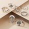 CSIYANJRY99 Silver Knuckle Ring Set for Women, Bohemian Vintage Stackable Mushroom Ring Finger Ring Aesthetic Jewelry.