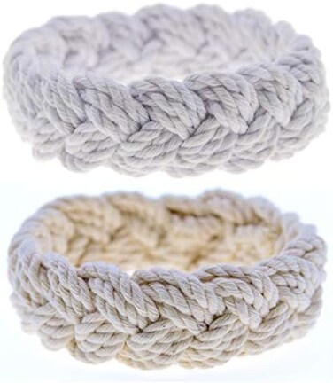 FROG SAC 2 Sailor Knot Bracelets, Nautical Knot Rope Bracelets, Natural and White Sailor Bracelets for Men and Women, Fishermans Bracelet Set, Cotton Knot Bracelets, Rope Bracelet Jewelry.