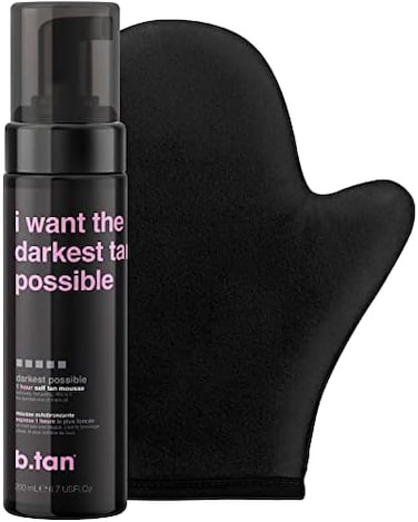 B.TAN b. tan Dark Self Tanner KitGet The Darkest Tan Possible Bundle - Darkest Self Tanning Mousse w Self Tanning Mitt Applicator, 1 Hour Sunless Tanner, Fast Self Tan, No Fake Tan Smell, Vegan, 6. 7