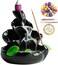 VVMONE Cute Ceramic Backflow Incense Holder Waterfall Incense Burner with 48 Incense Cones and 30 Incense Stick, Incense Fountain for Home Decor, Desk Decor(Black.