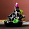 VVMONE Cute Ceramic Backflow Incense Holder Waterfall Incense Burner with 48 Incense Cones and 30 Incense Stick, Incense Fountain for Home Decor, Desk Decor(Black.