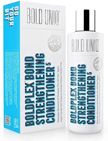 Bold Uniq BoldPlex 5 Strengthening Protein Conditioner for Dry Damaged hair - Hydrating Formula for Curly, Dry, Colored, Frizzy, Broken or Bleached Hair Types. Cruelty-freeVegan.