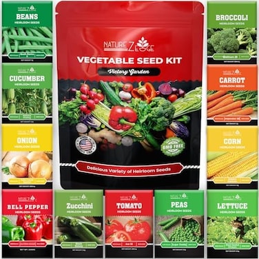 مجموعة NatureZ Edge المكونة من 11 نوعًا من البذور التراثية لزراعة الخضراوات والفواكه، و4800 عبوة بذور للبقاء على قيد الحياة، ومستلزمات الاستعداد لحالات الطوارئ، ومجموعة متنوعة من بذور البستنة، وبذور خ