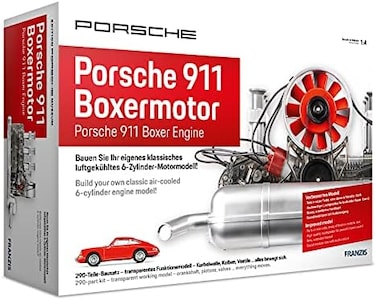 FRANZIS 67140 - Porsche 911 Boxermotor, originalgetreuer Motorbausatz des klassischen, luftgek&uuml;hlten 6-Zylinder Motors im Ma&szlig;stab 1:4, inkl. Soundmodul, Anleitung und 86-seitigem Begleitbuch.
