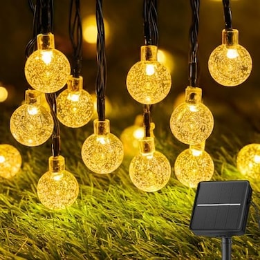 Brightown Solar String Lights Outdoor 60 Led 35. 6 FT Crystal Globe Lights with 8 Lighting Modes, Waterproof Solar Powered Patio Lights for Garden Yard Porch Wedding Party Decor (Warm White.