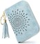 APHISON RFID Credit Card Holder Zipper Card Case Small Wallets for Women Leather Sunflower style Ladies Girls/Gift Box 1927 BLUE.