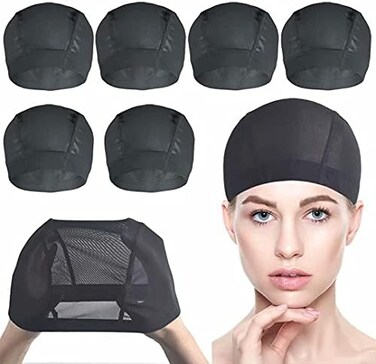 Smilco 6 PACK أغطية شعر مستعار لصنع الشعر المستعار - أغطية شعر مستعار شبكية قابلة للتمدد للنساء شعر مستعار أمامي من الدانتيل أسود.