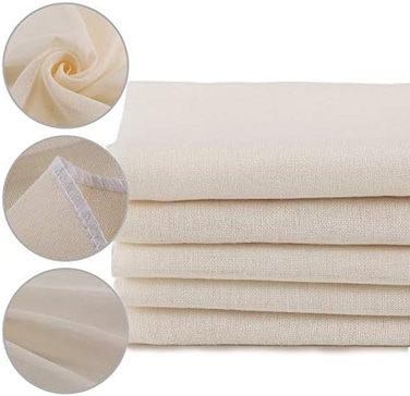 XelNaga 5 Pack Muslin Cloths Reusable for Straining, 100% Unbleached Pure Cotton Cheesecloth, Soft Square Cheese Clothes Weave Fabric Filter for Cooking, Baking (50 x 50 cm Food Strainer Cloth.