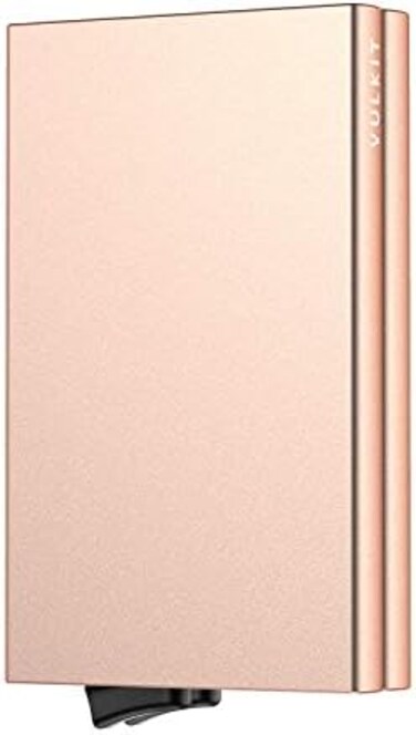 VULKIT Pop Up Wallet, Slim Minimalist Credit Card Holder RFID Blocking Mini Metal Case for Men.