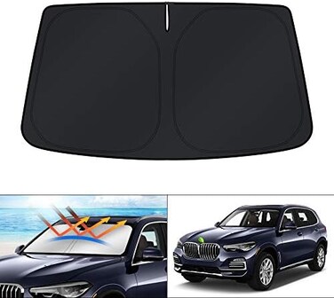 KUST Windshield Sun Shade for 2019-2023 BMW X5 Window Shade Sun Visor Protector Foldable Blocks UV Rays Keep Your Car Cooler.