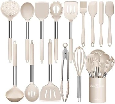 Umite Chef Kitchen Utensils Set Stainless Steel 15 Pieces Non-Stick Cookware Spatula Gift.