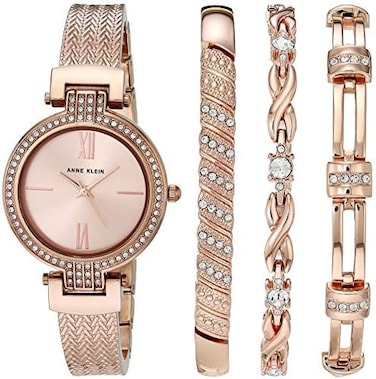 Anne Klein Women's Premium Crystal Accented Watch and Bracelet Set, AK/3584.
