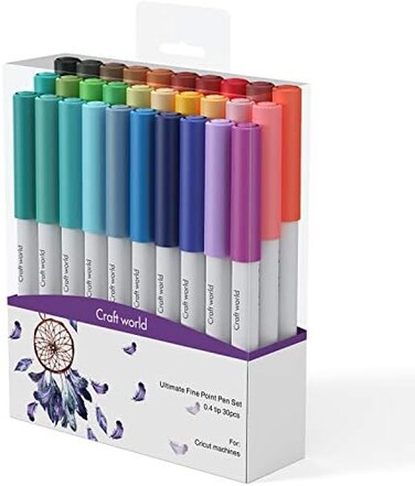 CRAFT WORLD 0. 4 Tip Fine Point Pens for Cricut Maker 3/Maker/Explore 3/Air 2, Ultimate Fine Point Pens Set of 30 Pack Assorted Tools Accessories Writing Drawing Pen Compatible with Machine.