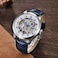 Pagani Design Automatic Mens Watches Skeleton Mechanical Wrist Watch for Men Waterproof Genuine Leather Watchband Luxury Self-Winding Stainless Steel Analog Watch for Men Collection (blue silver.