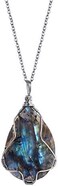 KISSPAT Natural Labradorite Crystal Stone and Spiral Ammonite Fossil Healing Charm Pendant Necklace Conch Shell Fibonacci Jewelry for Women and Girls.