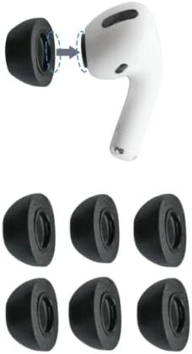 Comply Foam Apple AirPods Pro 2. 0 Earbud Tips. Comfortable. Clicks On. Stays Put. Noise Canceling. Fits in Charging Case (Medium, 3 Pairs, Wireless.