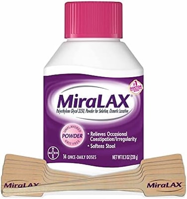 MiraLAX Gentle Constipation Relief Laxative Powder with Stirrer, Stool Softener with PEG 3350, No Harsh Side Effects, Osmotic Laxative, 1 Physician Recommended, 14 Dose.