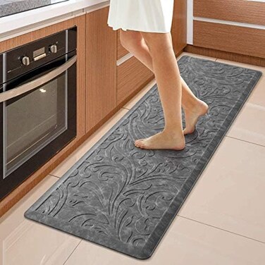 KMAT Kitchen Mat Cushioned Anti-Fatigue Floor Mat Waterproof Non-Slip Standing Mat Ergonomic Comfort Floor Mat Rug for Home,Office,Sink,Laundry,Desk 17. 3" (Wx 60"(L,Grey.