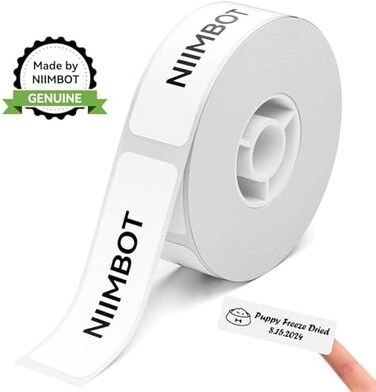 NIIMBOT Label Maker Tape D11 0. 47"1. 6" Adapted Label Print Paper Standard Laminated Office Labeling Tape Replacement for D11 Handheld Label Machine Waterproof Tear Proof 1 Roll 160 Pcs (White.