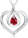 AGVANA Love Heart Birthstone Necklace Jewellery, 925 Sterling Silver Handmade Women Necklace Pendant Mother's Day Birthday Anniversary Jewelry Gifts for Her Girlfriend Mum Wife, Chain Length 405 cm.