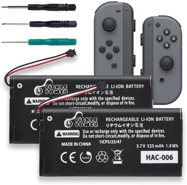 Pickle Power Joy Con Battery Replacement, 2pcs HAC-006 Battery for Nintendo Switch HAC-015 HAC-016 LeftRight Joy-Con Controller.