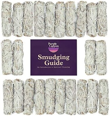 PURPLE CANYON White Sage Smudge Refill Kit - (Bulk Packs- White Sage Smudge Sticks Incense Kit for Meditation Home Cleansing Aromatherapy and Smudge Rituals 24 Pack.